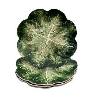 NEW Primrose Vintage Melamine Green Cabbage Leaf Plates 11" Set of 4